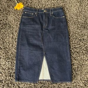 J. Crew Dark Rinse Denim Midi Pencil Skirt Sz 29